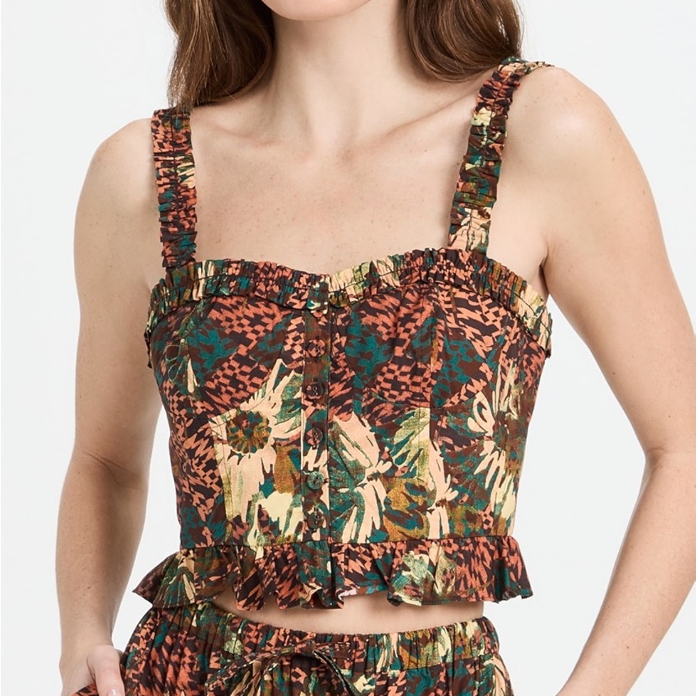 ULLA JOHNSON ALEXANDRA CROP TOP IN PRIZM SIZE 14 NWOT